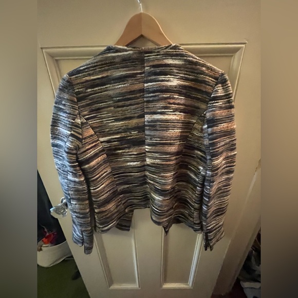 Sabine Tweed Scoop Neck Asymmetrical Zip Blazer Jacket Size M - Picture 11 of 14